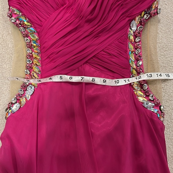 Designer boutique gown La Blanca fushia size 40 fits size 2/4 us worn once - Picture 9 of 11
